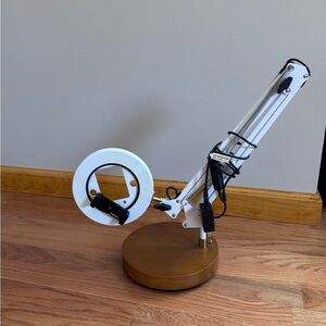 White Canvas Lamp with Weighted Wooden Base